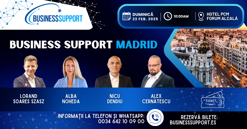 BUSINESS SUPPORT MADRID 23 februarie 2025, o nouă ediție pentru românii din Spania și din Diaspora